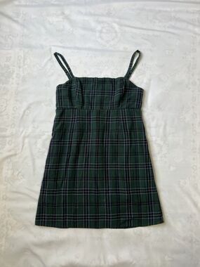 Urban Outfitters Green Plaid Mini Dress